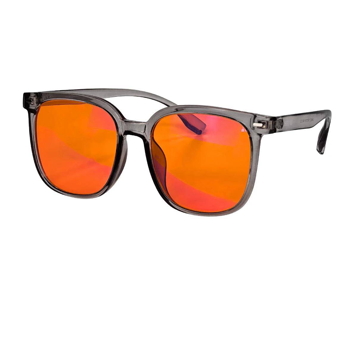 Orange Blått Ljusblockerande Glasögon för Kvinnor Stort Ansikte Röd Lins Förbättra Sömn Insomnia Lindring 146mm