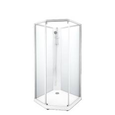 Showerama Classic duschkabin, 100x100 cm, aluminium profil, klart/frostat glas