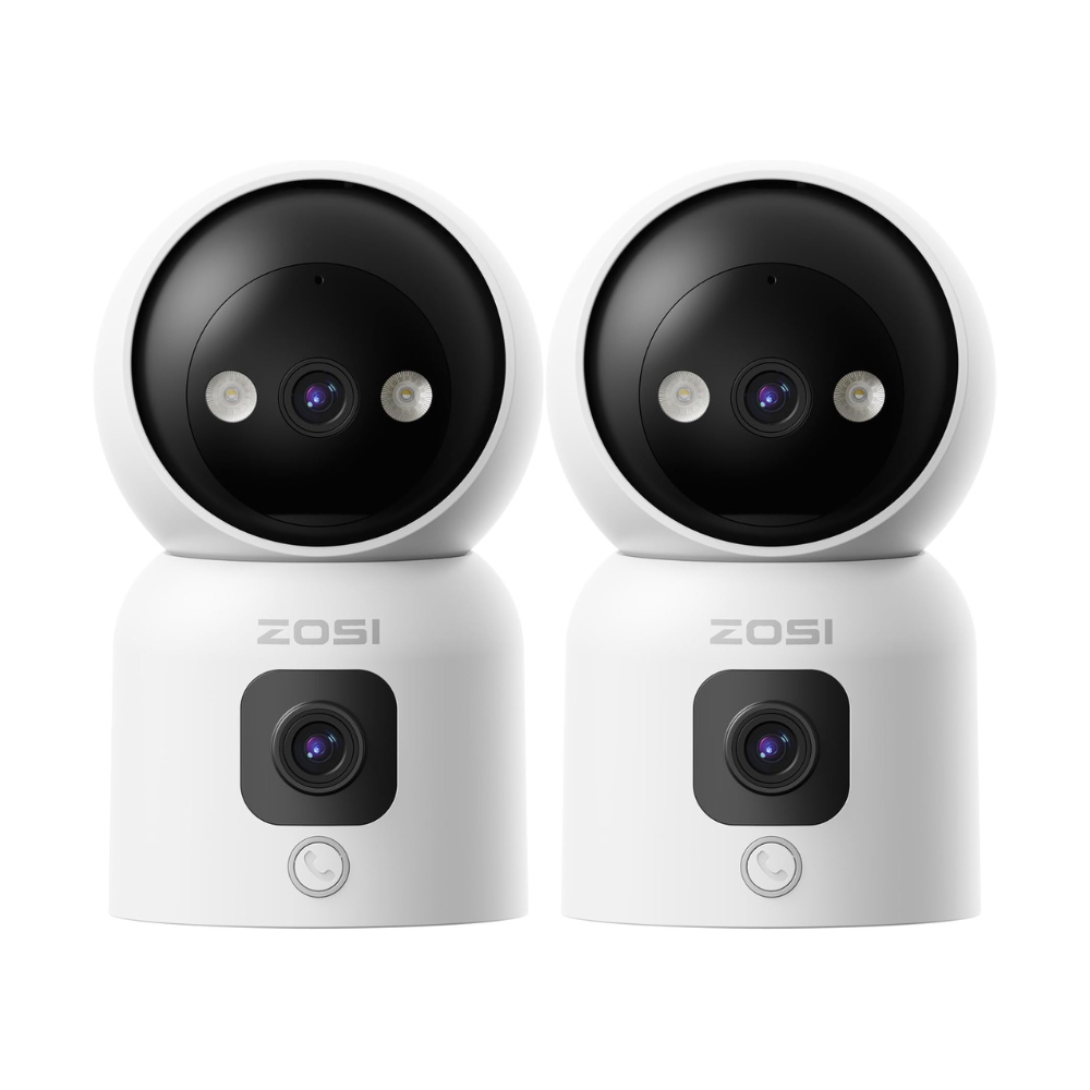 C528 2pack WiFi Camera with Dual Lens + Max. 256GB Local Storage - 6MP(3MP+3MP)