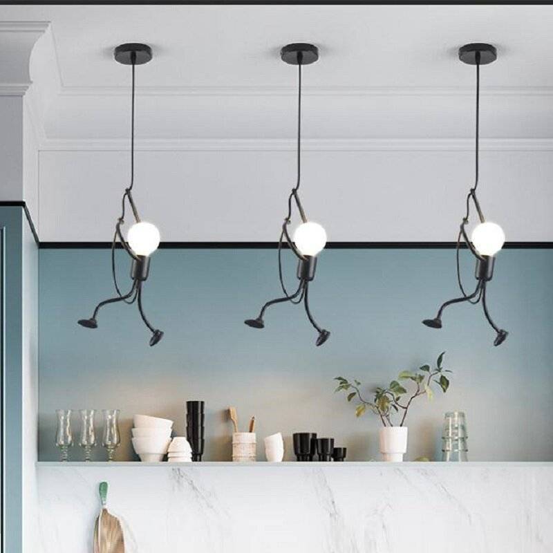 E27-lampan 220V Moderna Kreativa Hängande Pendelbelysning Järnfolklampa Elegant Hängare Justerbar Höjd