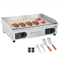 VEVOR Kommerciel Elektrisk Stegeplade, 4000W Bordgrill med Flad Top, 122℉-572 ℉ Justerbar Temperatur, 25,98 x 15,75 x 0,39 tommer Rustfri Stål Stegeplade med 2 Spade og 2 Børster til Hjemmet eller Restauranten