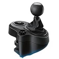 Logitech Driving Force Strömbrytare, 6 Ventiler med H-Schema, Växelknapp av Äkta Läder och Stål, Integrerade Fästklämmor, Kompatibel med Driving Force Racingratthjul G29, G920 & G923 - Svart