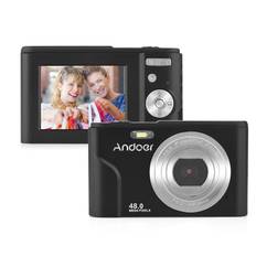 Andoer Bärbar Digitalkamera 48MP 1080P 2,4-tums IPS-skärm 16X Zoom Autofokus Självutlösare Ansikte svart
