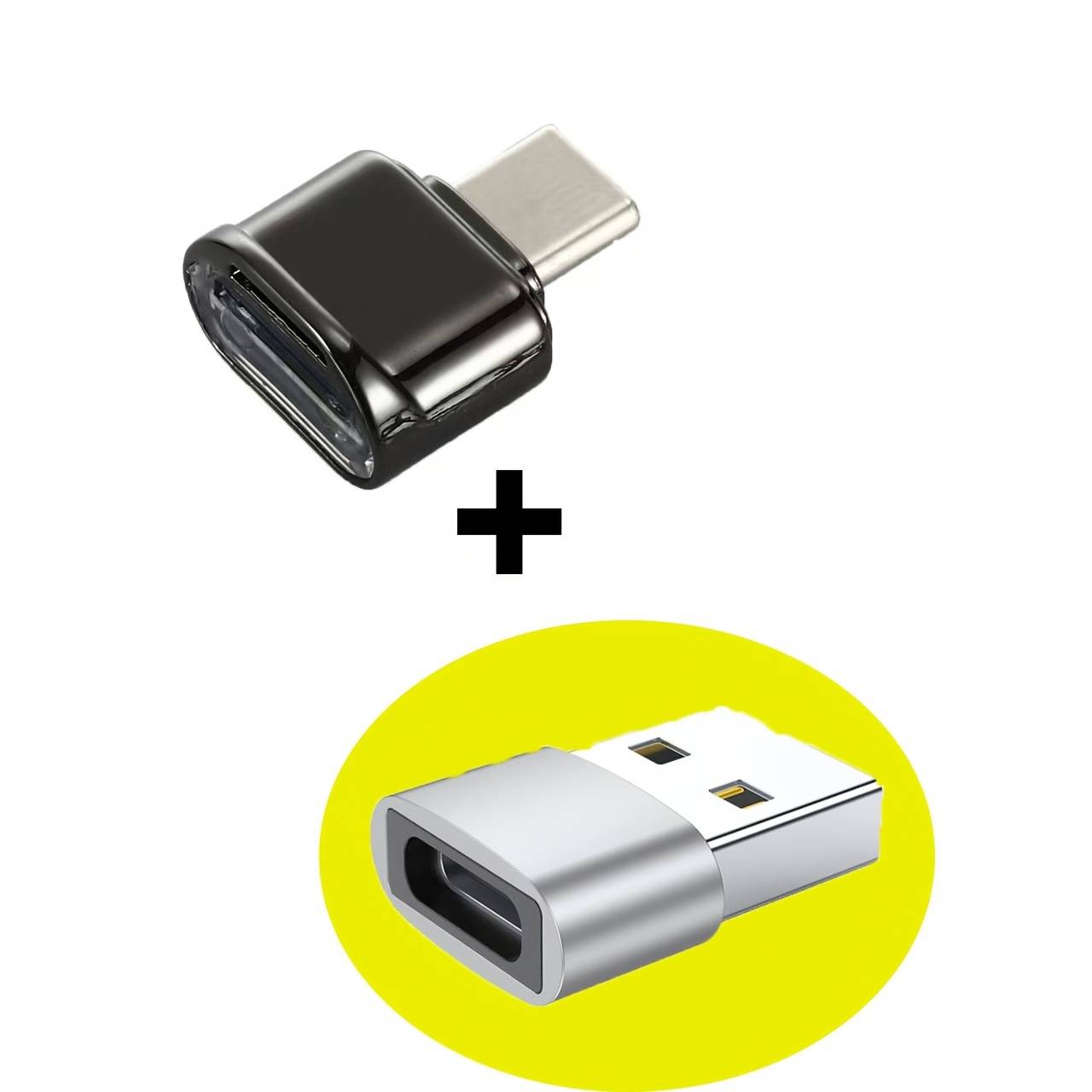 TEMU 2pack Tf Card Reader,silvery Usb C To Usb Adapter, Suitable For Iphone 17/17 Pro And Other Mobile Phones