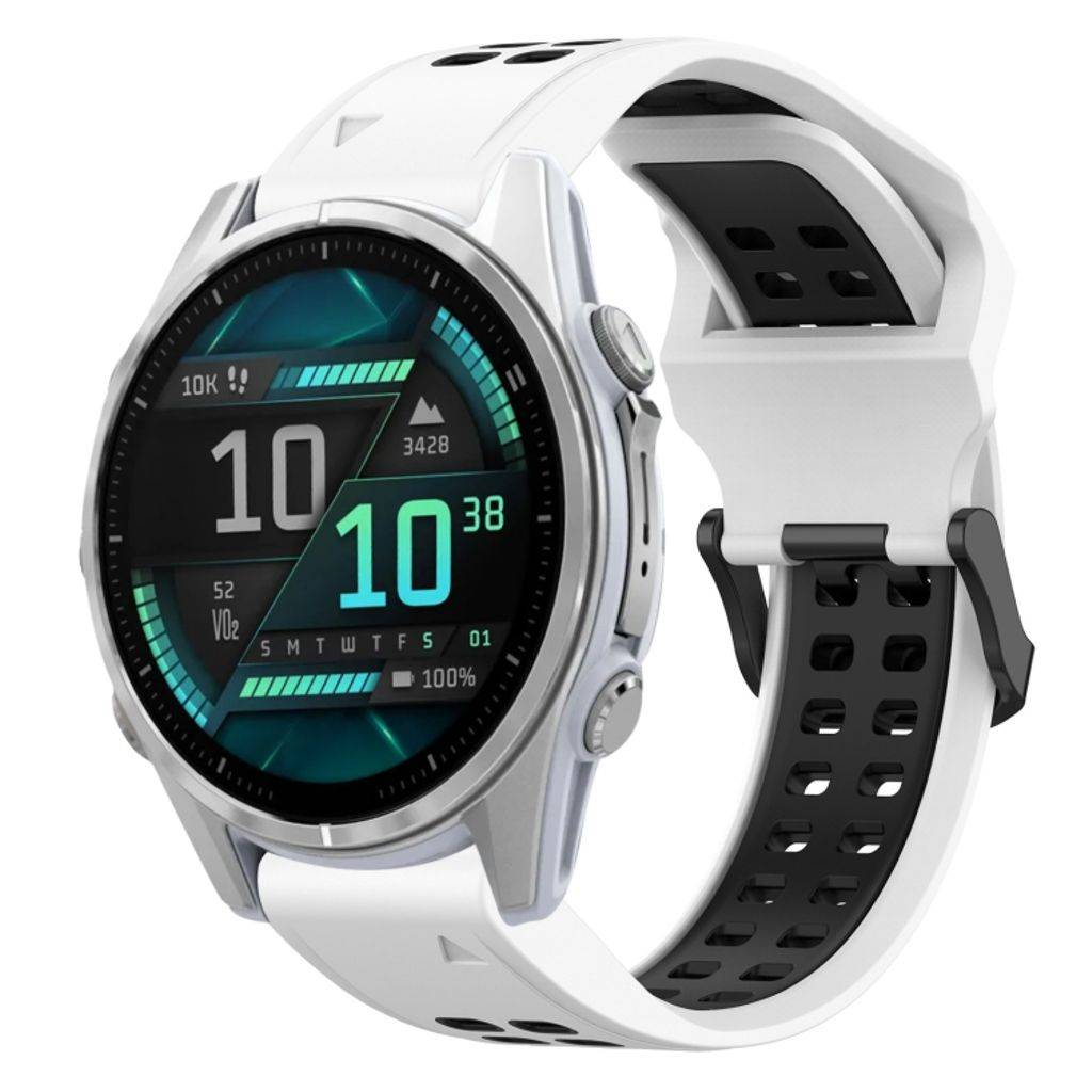 Garmin Fenix 8 AMOLED 43mm Tvåfärgat klockarmband i silikon - Vit/Svart