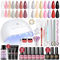 Peacecolor UV-nagellackset med UV-lampa, glänsande glittergelnagelset med nagelförlängning, gelbaslack, glänsande matt topplack, nagelset, gelnaglar, startset, gör-det-själv-naglar