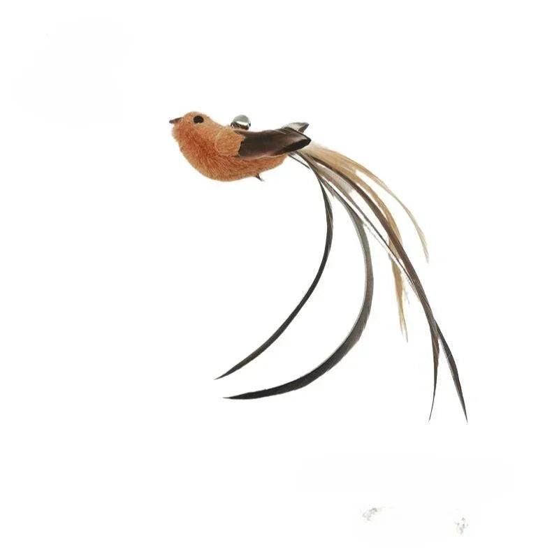 Interactive Bird Feather Wand Cat Toy with Bell - Teaser Stick for Kittens - SF-7 / 1 Pc (1 Pc)