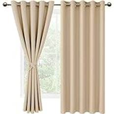 DWCN Gardiner ogenomskinliga med gardinomtag mörkläggningsgardiner med öljetter 2 stycken termisk gardin, värmeskydd för sovrum, sovrum, sovrum, kontor, Biscotti beige, 183 x 167 cm (H x B):