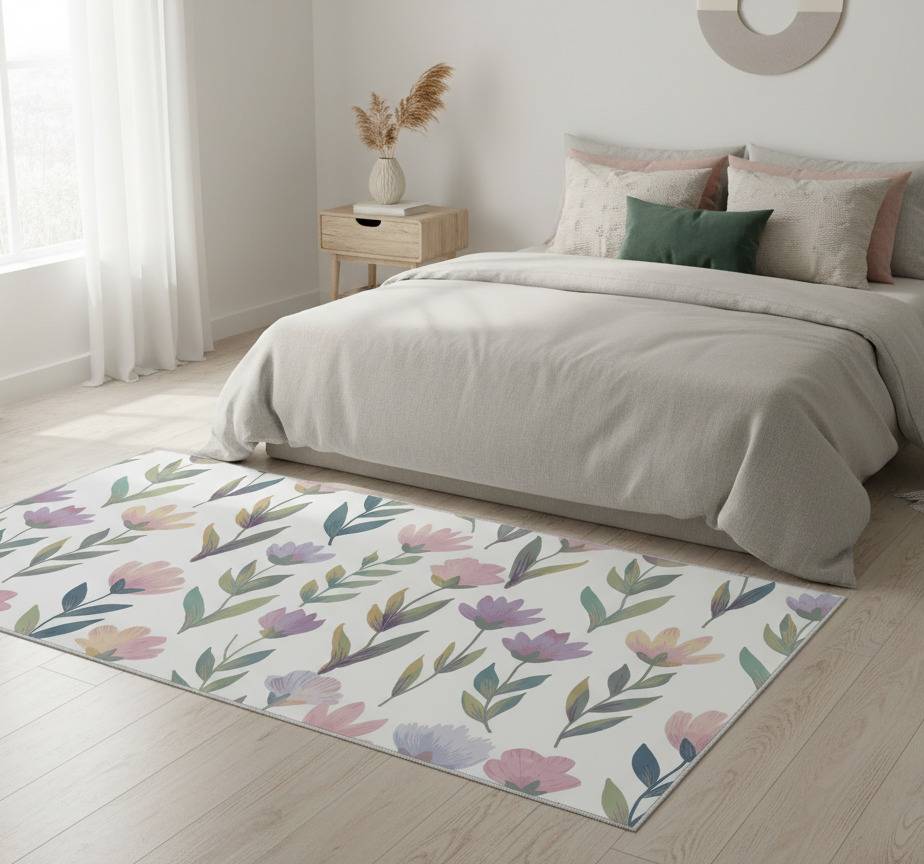 Vinylmatta sovrum nordic stil blommor väggdekal