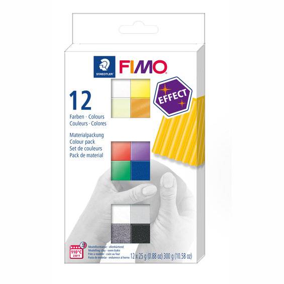 Fimo effect 12 färger x 25g - Färgmix