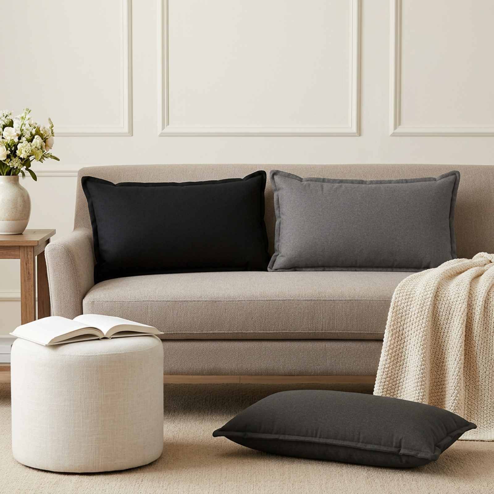vidaXL Kudde med kudde HOUTEN 6 st Ljusgrå Faux Linne