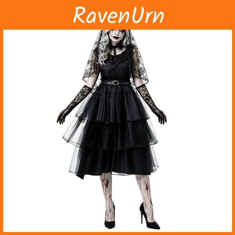 Gotisk Spökbrudskostym För Halloween Cosplay Med Tyllkjol Och Accessoarer För Kvinnor cm