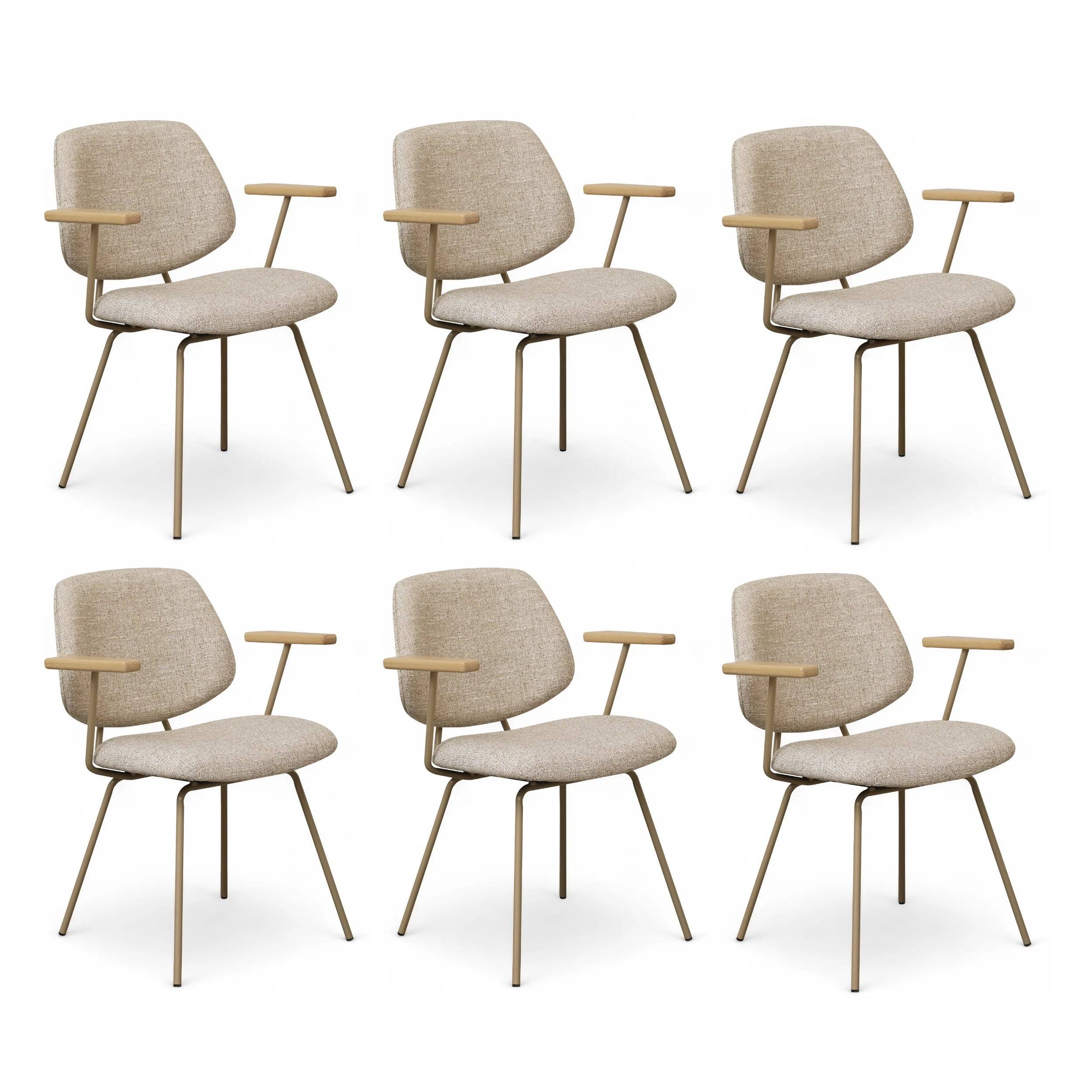 Sæt med 6 spisebordsstole med armlæn Sofia beige