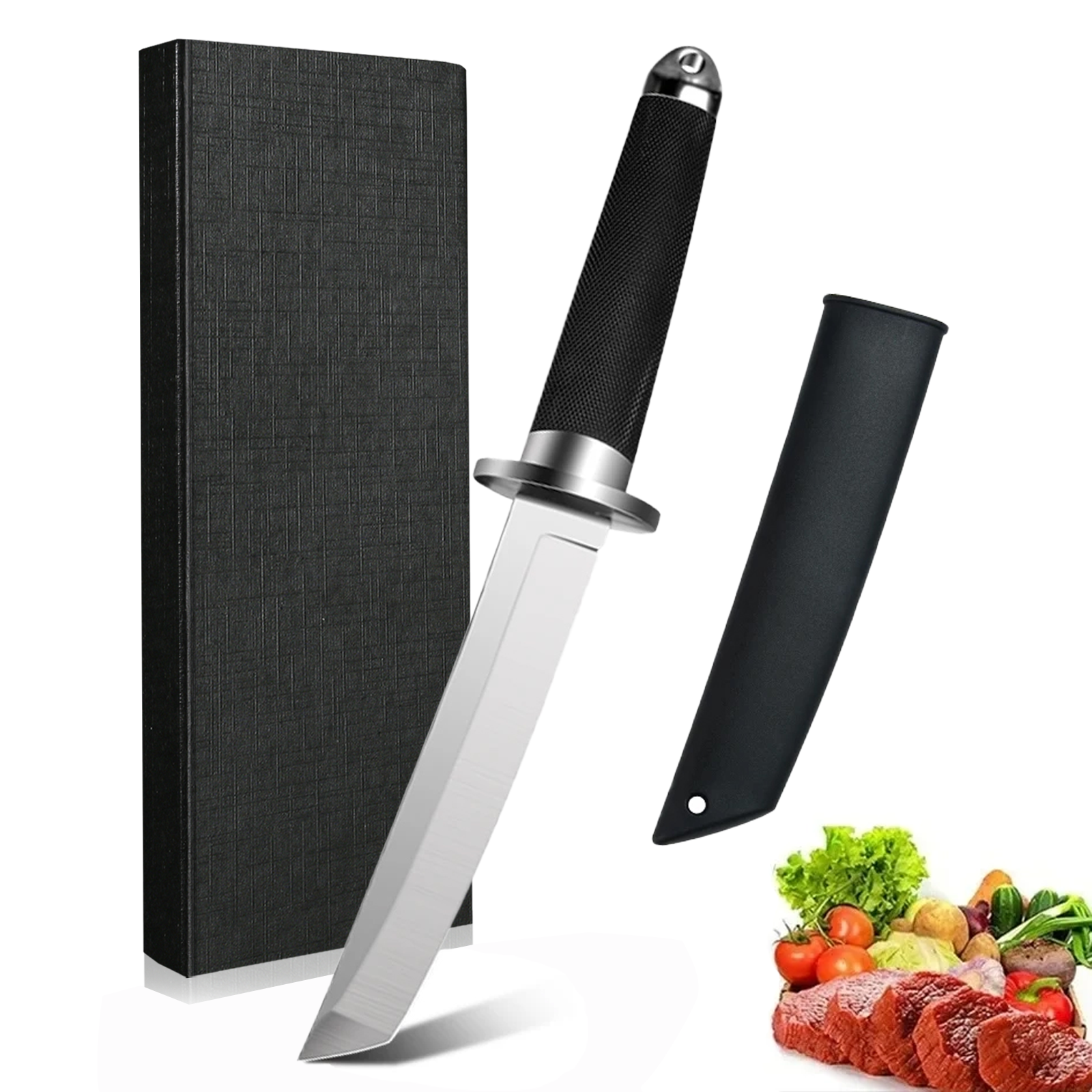 Samurai style kitchen knife professional knife with knife sleeve for cutting meat and fruits multi-functional bone removal knife