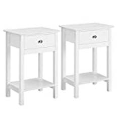 Yaheetech 2-delat sängbord, sidobord, förvaringsbord, sängbord med låda och hylla, vit, 61 cm hög