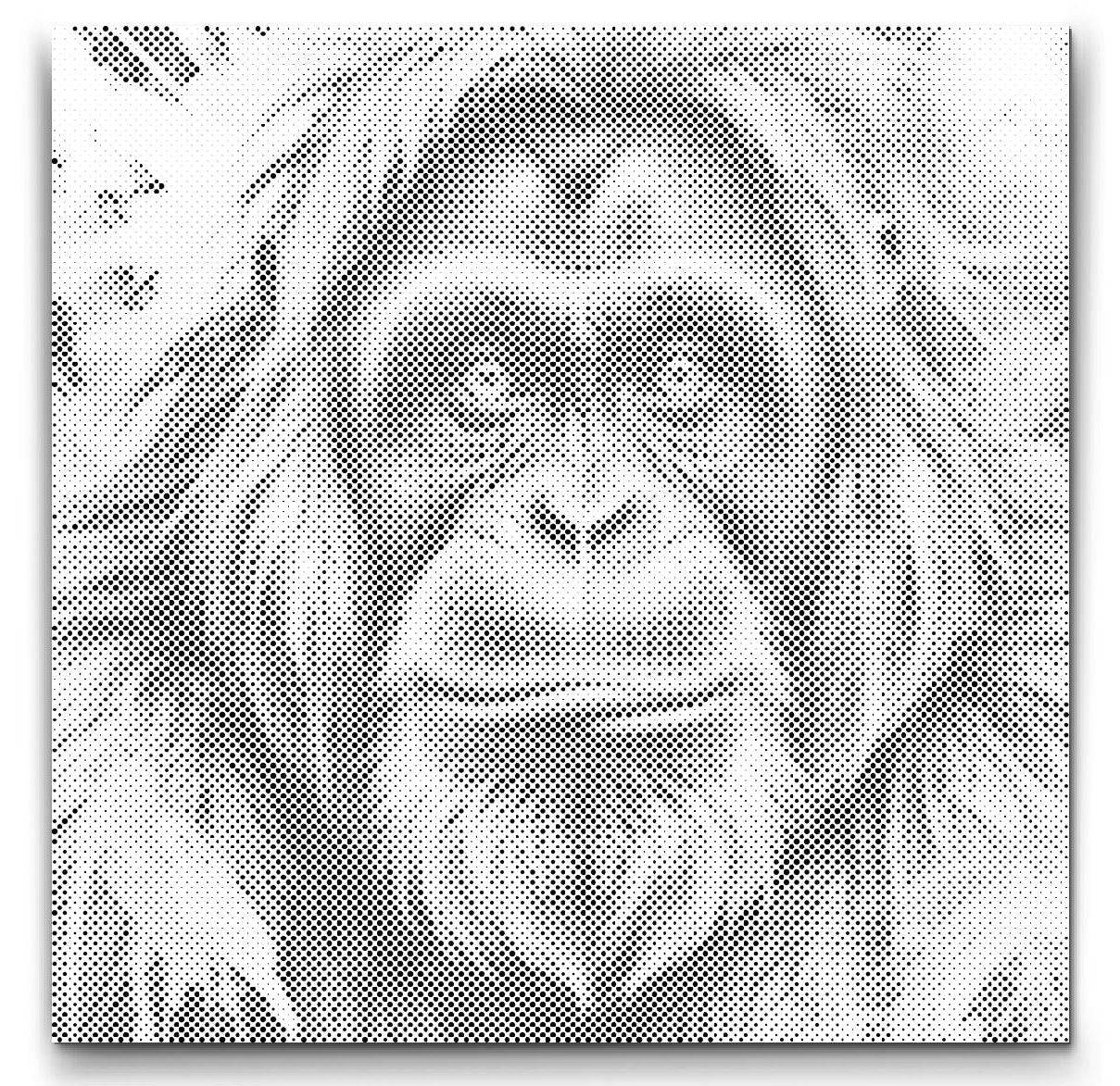 ORANGUTANG | PRICKMÅLNING - 50x50 cm / Premium Inramad (Klar att hänga) / Blå