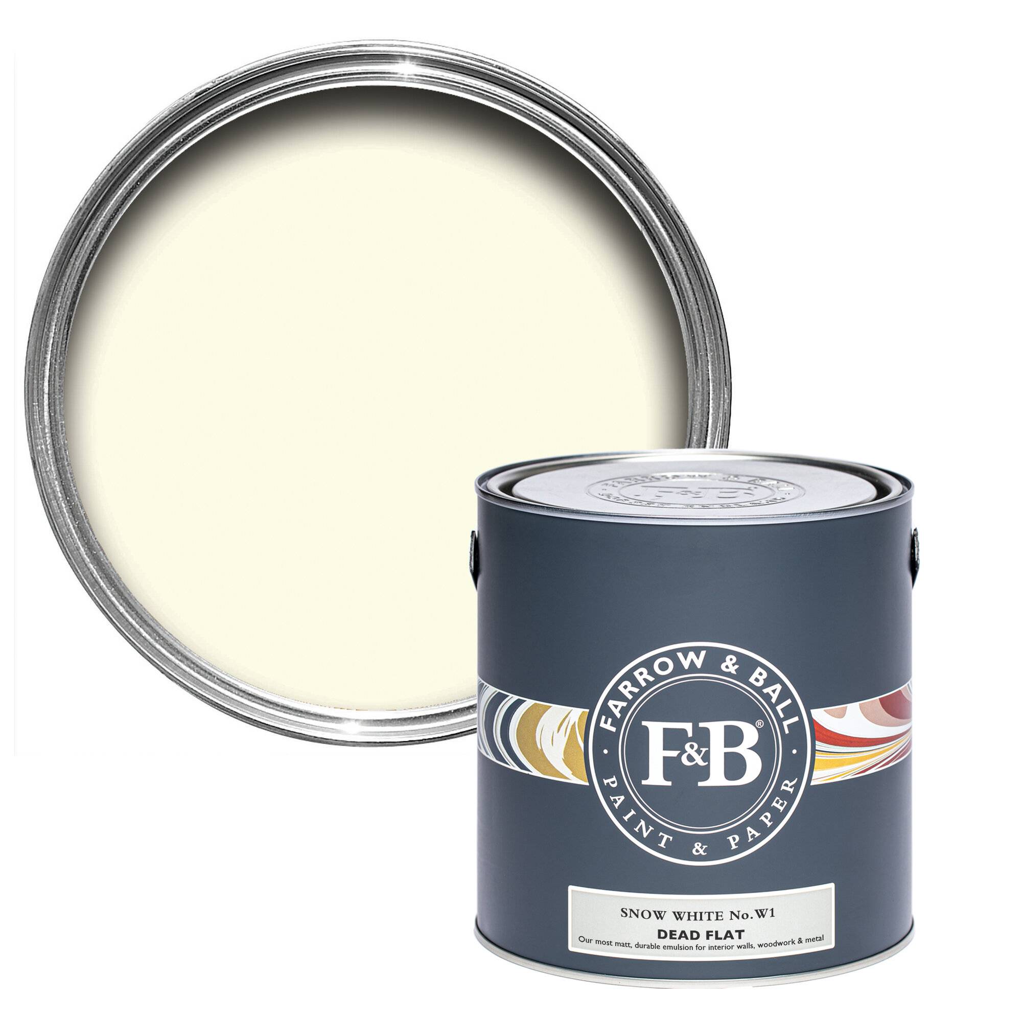 Farrow & Ball Dead Flat Archiv colour - Snow White W1 - 2,5l - white/cream