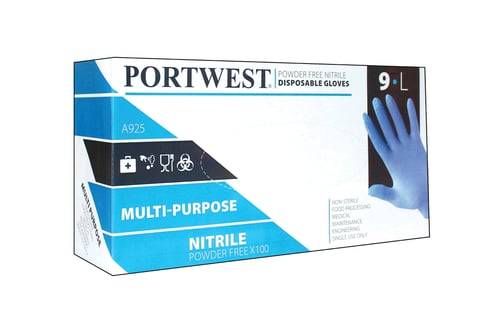 Portwest Engangshandsker A925 nitril sort pudderfri str. M