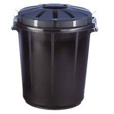 Universal sopkärl med lock, rund, 70L, svart