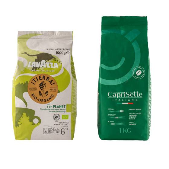 Coffee beans set Lavazza ¡Tierra! For Planet Bio + Caprisette Italiano, 2 kg