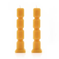Set of 2 Cube Candles Ochre 20cm One Size ockra