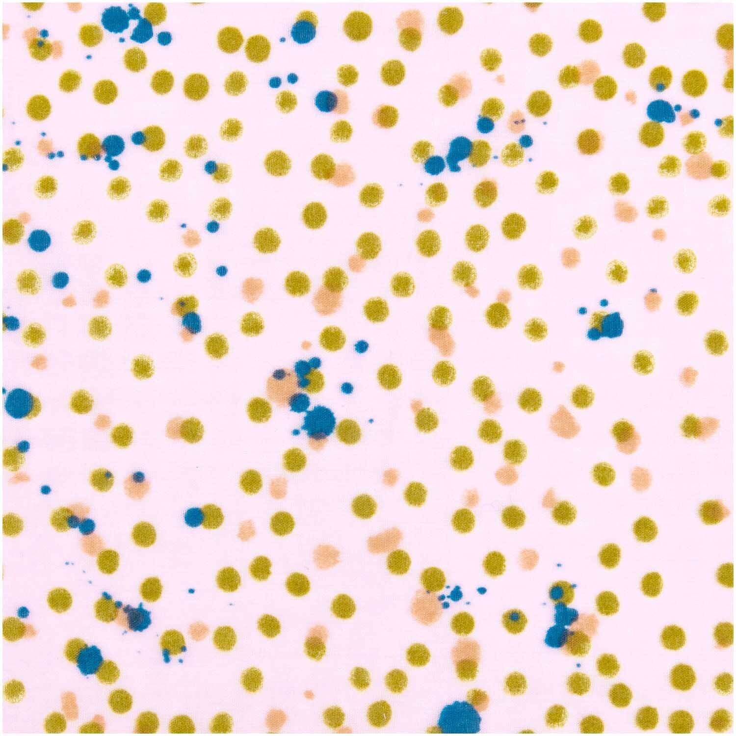 Rico Design Musselin-Druckstoff Crafted Nature Punkte Rosa-Oliv 140cm