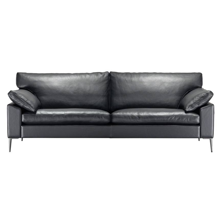 SL329 sofa 222cm sort zebu læder alu ben IG15