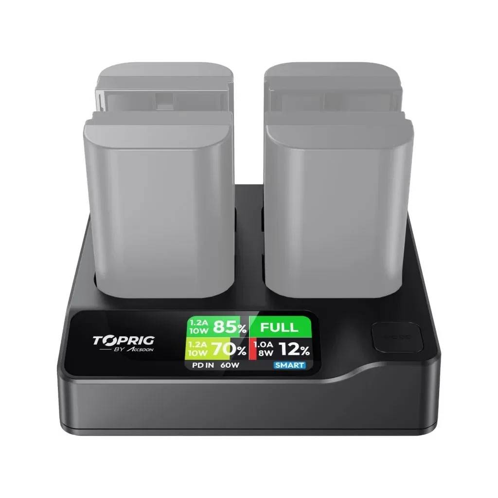 Snabbladdare för 4 st Canon LP-E6 batterier