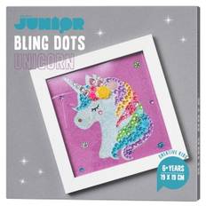 Bling Dots billede unicorn, diamond painting for børn – bling dots, motiv og billedramme på 19×19 cm