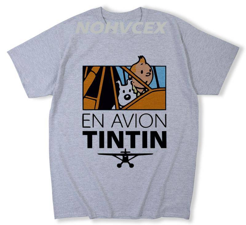 Design Tintins Äventyr Klassisk Animation Tecknad Film Topp Bomull Herr T-shirt cm