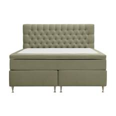 Berg & Strand Hilton lyx Komplett Sängpaket 160x200 cm Kontinentalsäng med knappad sänggavel i sammet - Olivgrön / Sammet sängpaket Grön