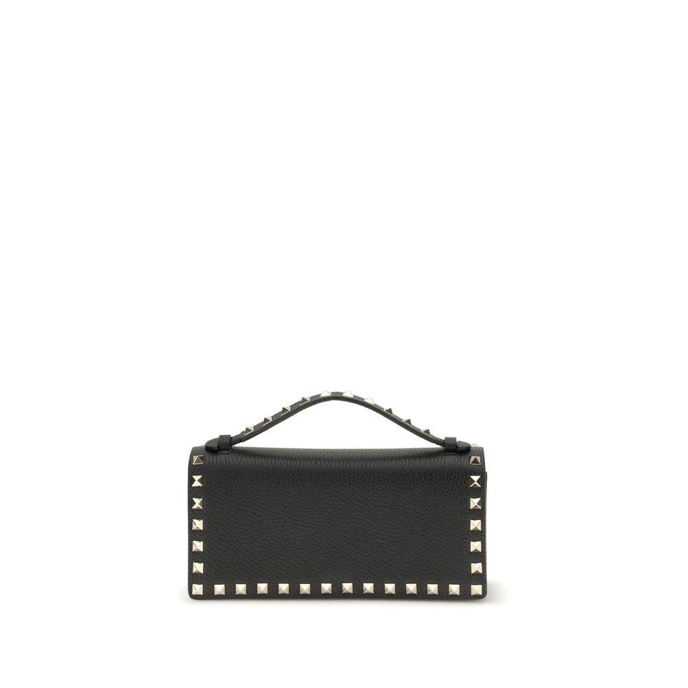 Valentino Garavani Plånbok med kedja Rockstud i svart kalvskinn