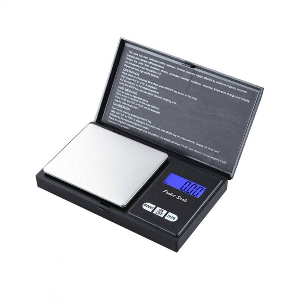 Digital lommevægt præcision 500g 0,01g, højpræcisionssensor LCD digitalt display, bærbar rejsevægt med flere vejetilstande, rustfrit stål