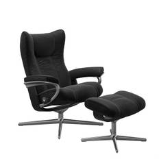 Stressless Wing Cross - Sort Paloma - Large med skammel