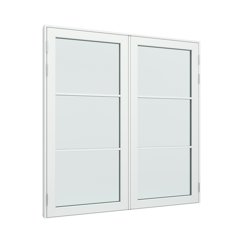 Dobbelt terrassedør med 1x3 glasfelter i hver dør