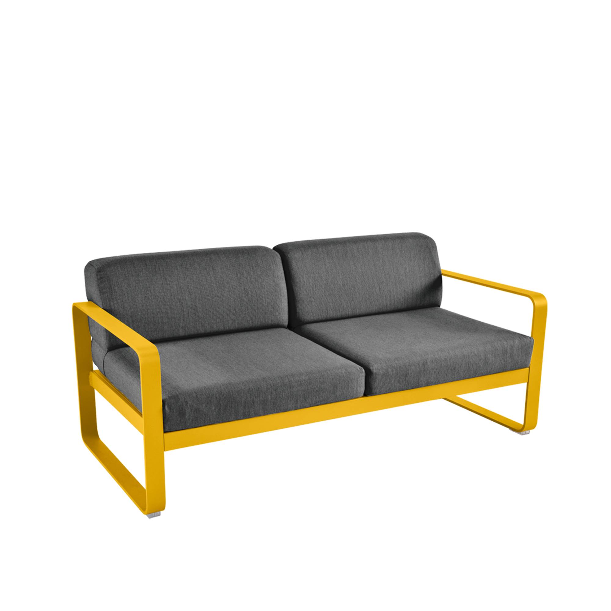 Fermob - Bellevie 2 Seater Sofa Graphite Grey Cushions, Honey - Soffor utomhus - Pagnon & Pelhaître