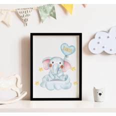 Söt elefant med ballong Poster barnrum