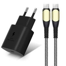 25W snabb väggladdare + 60W USB-C till USB-C-kabel för Samsung Galaxy A14 A13 A12 A03s A04s A22 A23 A24