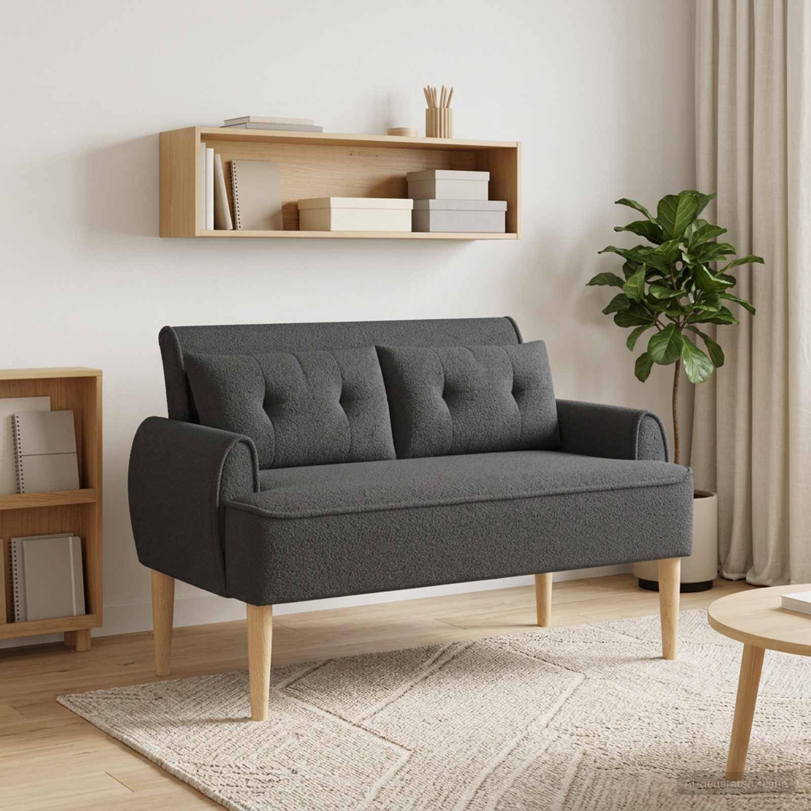 vidaXL Loveseat med knapprapport Mörkgrå 117 x 67 x 77 cm Bouclé