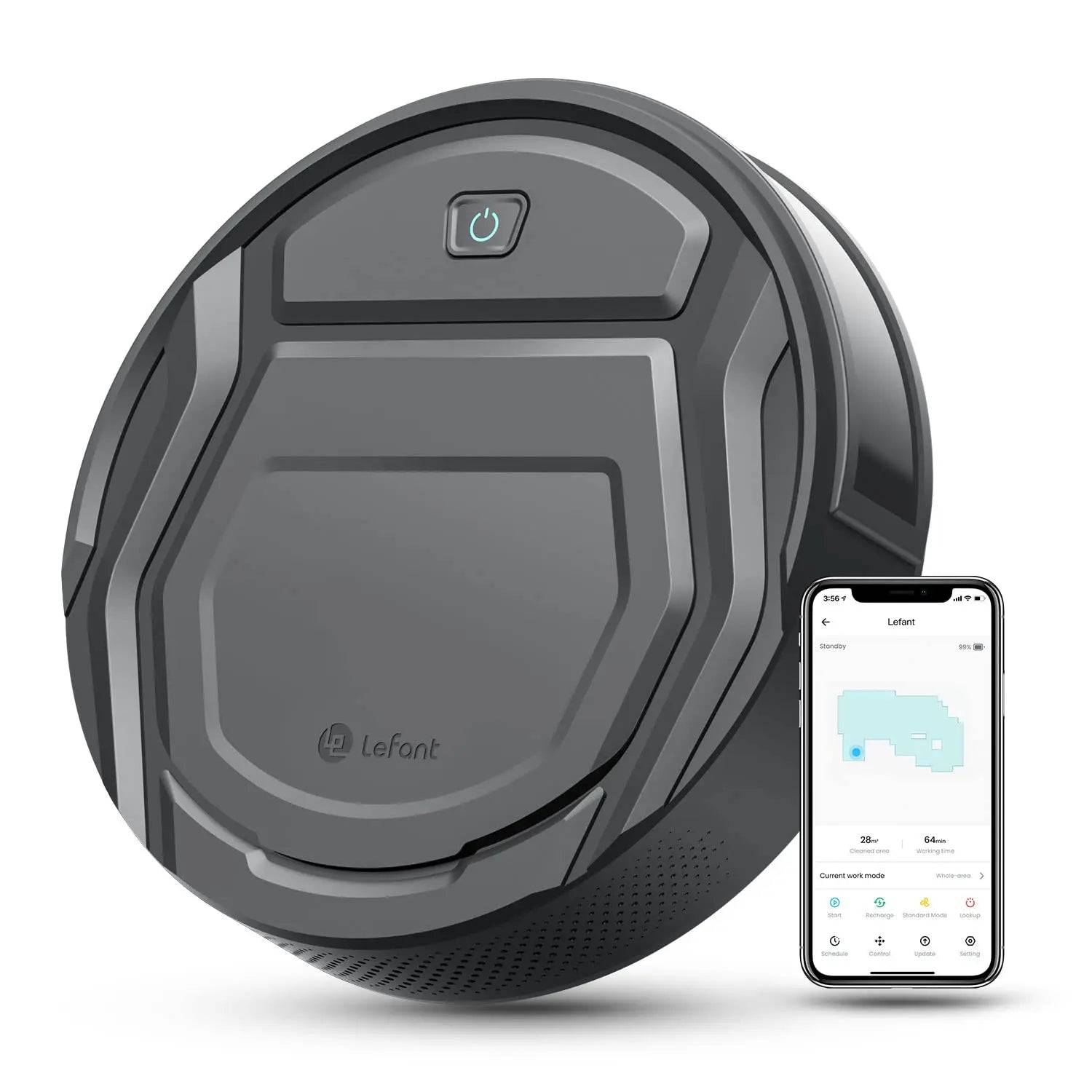 Lefant M210 Pro Robot Vacuum Cleaner, 2200Pa Powerful Suction, 120 Mins Runtime, Automatic Self-Charging, Wi-Fi/App/Alexa Contro - M210PRO-EU-Gray / EU / GERMANY