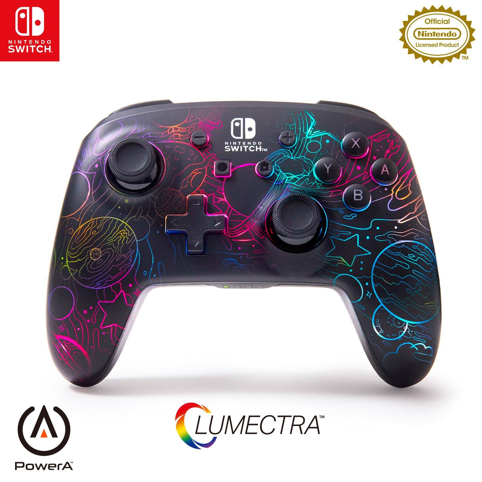 Officially Licensed Nintendo PowerA Lumectra Enhanced Wireless Controller for Nintendo Switch Galactic Vortex Product - (NSGP0349JP-01)