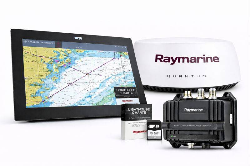 Raymarine Axiom+ 12 med Lighthouse nordeuropa søkort, Quantum radar og AIS 700 transponder