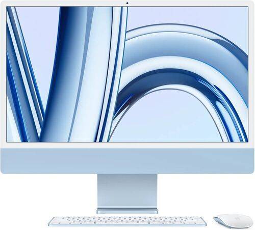 Apple iMac 2023 M3 8 Core | 24" | 8 GB | 512 GB SSD | 10-Core GPU | Gb LAN | blå | kompatibla tillbehör | FR