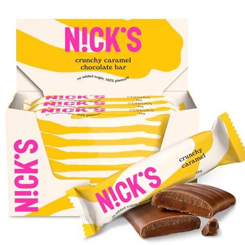 N!CK'S Keto Riegel Crunchy Caramel, Schokolade Mandel Karamell, 21x28g