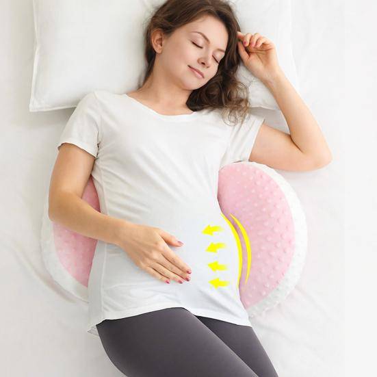 Gravidkudde för sidosovare Justerbar midjekilskudde Bärbart stöd för rygg, mage och höfter rosa