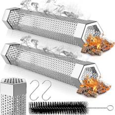 Hexagon Pellet Smoker Tube, 12 tommer rustfrit stål Bbq træpille rør ryger til kold ryger, 5 timer med bølgende røg - til enhver grill eller ryger -gsl
