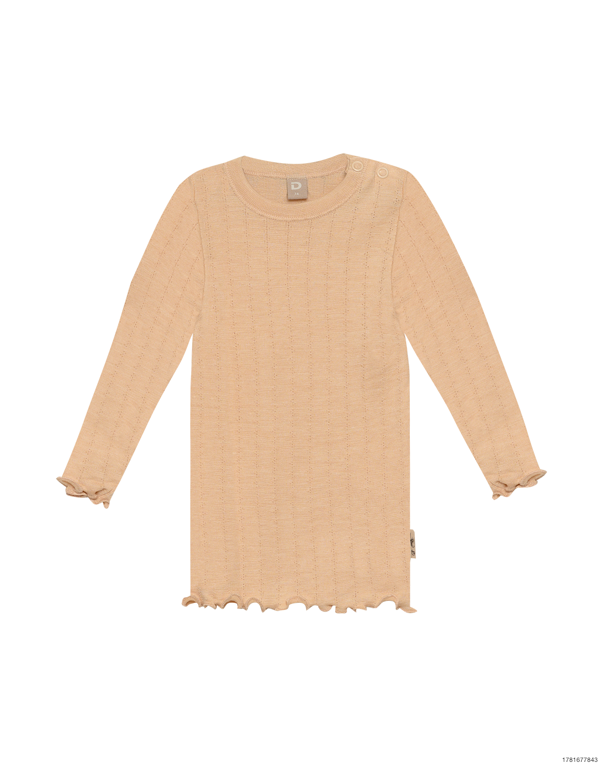 Bluse med hulmønster i merinould/silke til baby