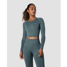 Define Seamless LS Crop Top Jungle Green Wmn