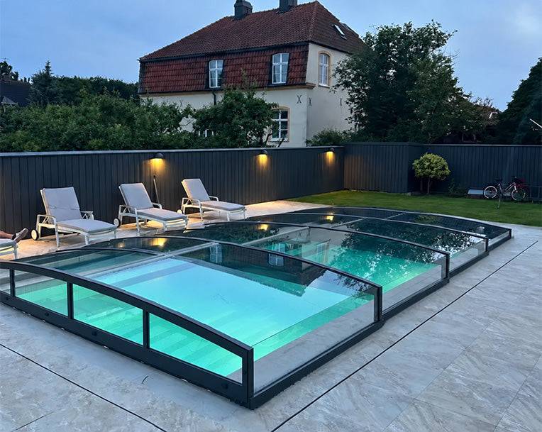 Pooltak ICON KIT CLEAR 3x6 (klarglas, enkelskena, antracit, kort modul)
