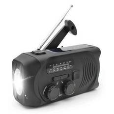 Svart Vevradio med Solceller, Ficklampa och 2000mAh Powerbank NÃ¶dradio, Ãverlevnad